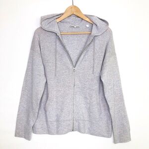 Vince Gray, merino wool zip front hooded sweater
